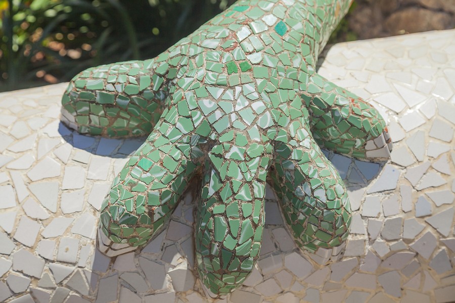 Mosaic dragon's foot in Parc Guell